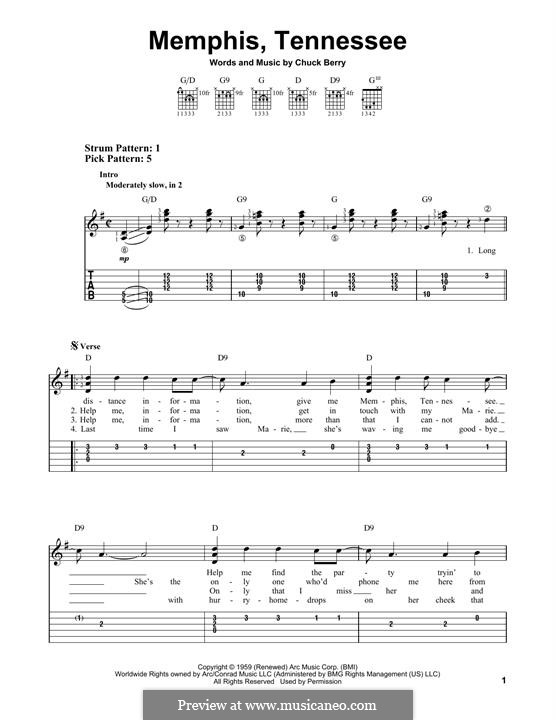 Memphis Tennessee: Für Gitarre by Chuck Berry