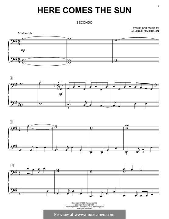 Here Comes the Sun (The Beatles): Für Klavier, leicht by George Harrison