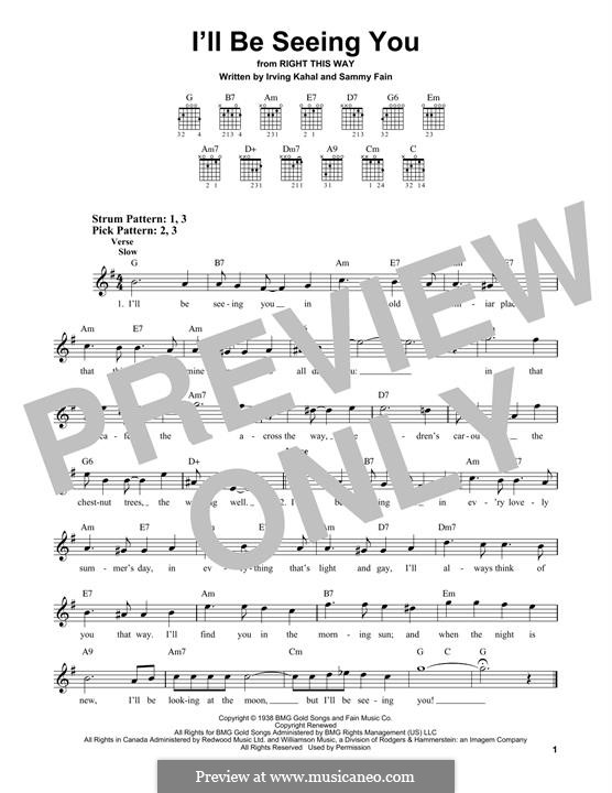 I'll Be Seeing You: Für Gitarre by Irving Kahal, Sammy Fain
