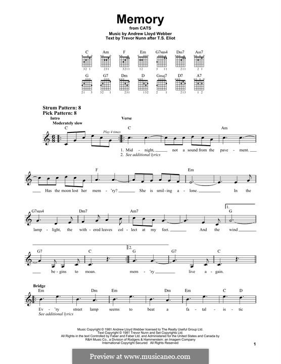 Memory (from Cats): Für Gitarre by Andrew Lloyd Webber