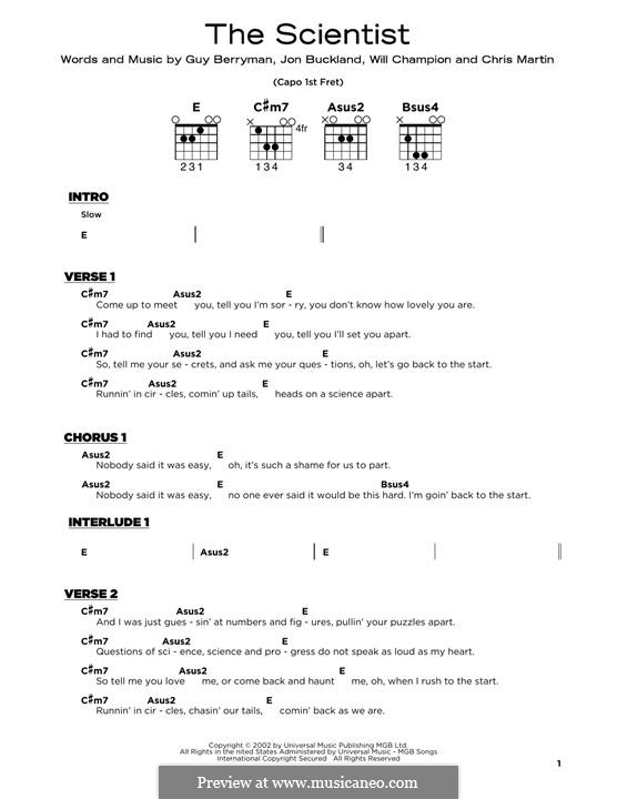 The Scientist (Coldplay): Für Gitarre by Chris Martin, Guy Berryman, Jonny Buckland, Will Champion