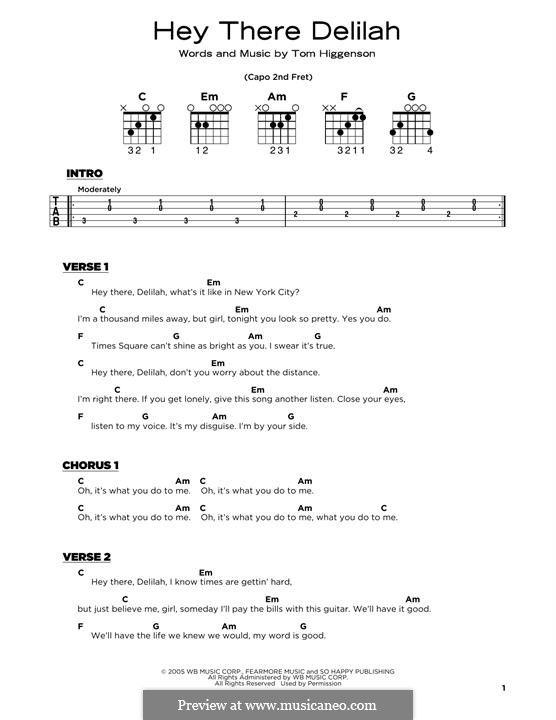 Hey There Delilah (Plain White T's): Für Gitarre by Tom Higgenson