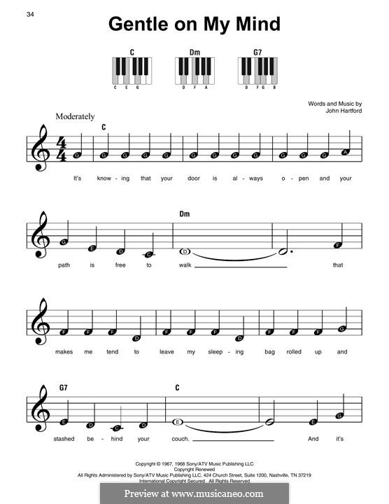 Gentle On My Mind: Für Klavier by John Hartford