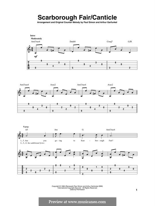 Scarborough Fair / Canticle: Für Gitarre by folklore