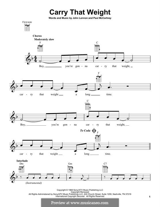 Carry That Weight (The Beatles): Für Ukulele by John Lennon, Paul McCartney