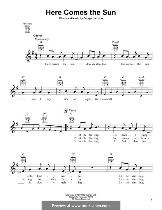 Here Comes the Sun (The Beatles): Für Ukulele by George Harrison