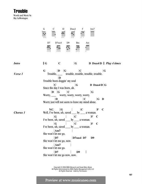 Trouble: Für Ukulele by Ray LaMontagne