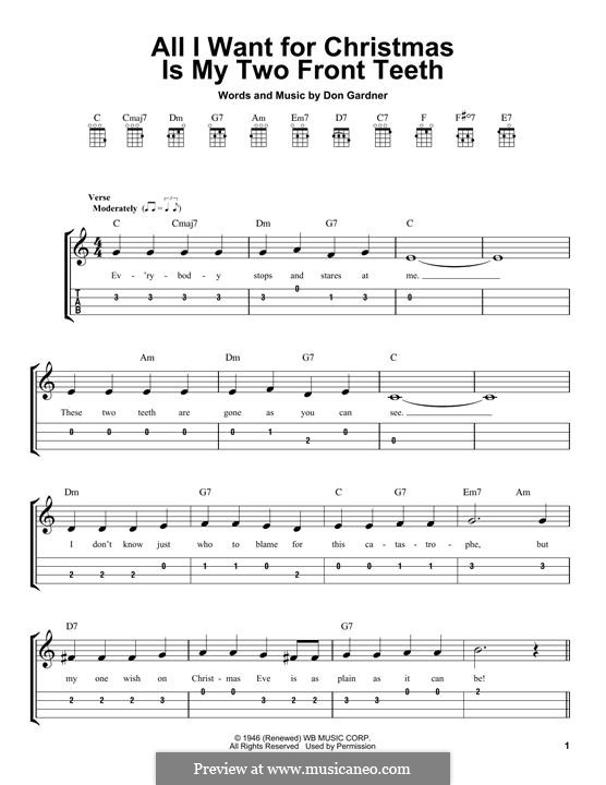 All I Want for Christmas Is My Two Front Teeth: Für Ukulele by Don Gardner