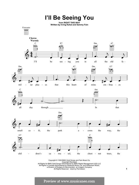 I'll Be Seeing You: Für Ukulele by Irving Kahal, Sammy Fain