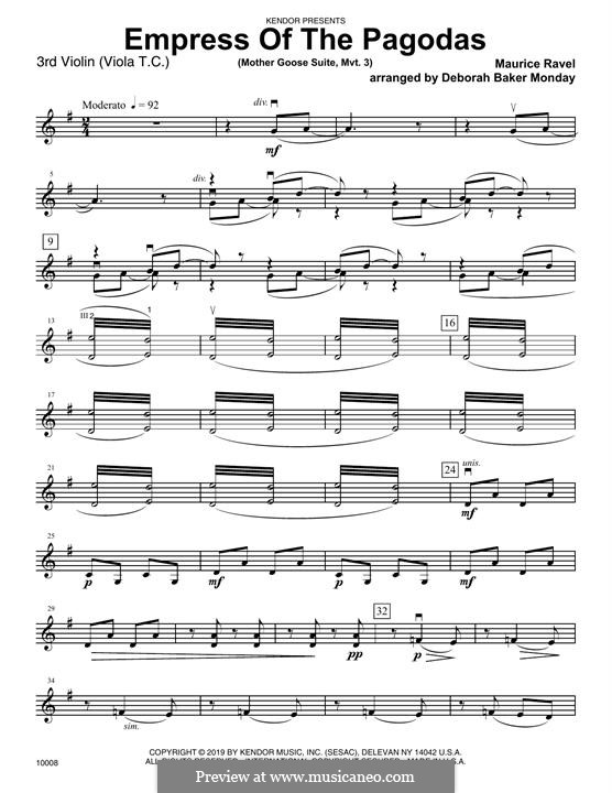 Meine Mutter die Gans. Suite, M.60: Empress of The Pagodas, for strings – Violin 3 (Viola T.C.) part by Maurice Ravel
