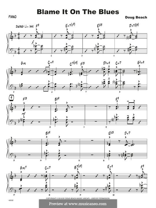 Blame It On The Blues: Klavierstimme by Doug Beach