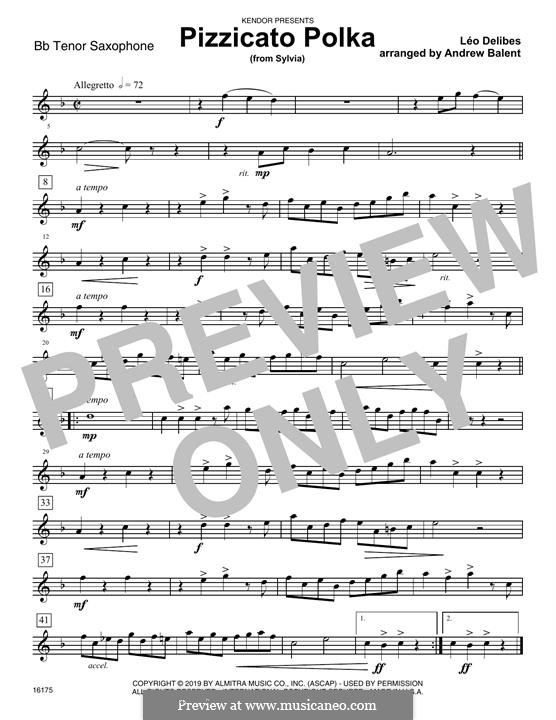 Sylvia: Pizzicato Polka, for quartet saxophones – Bb Tenor Saxophone part by Léo Delibes