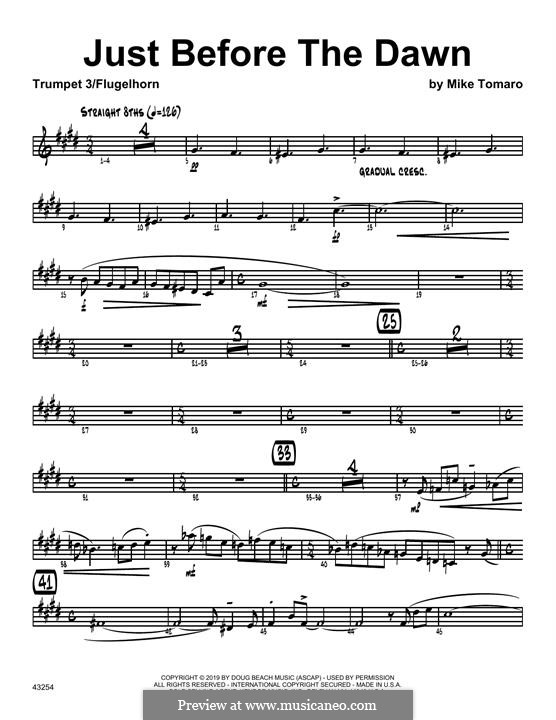 Just Before the Dawn: 3rd Bb Trumpet part by Mike Tomaro