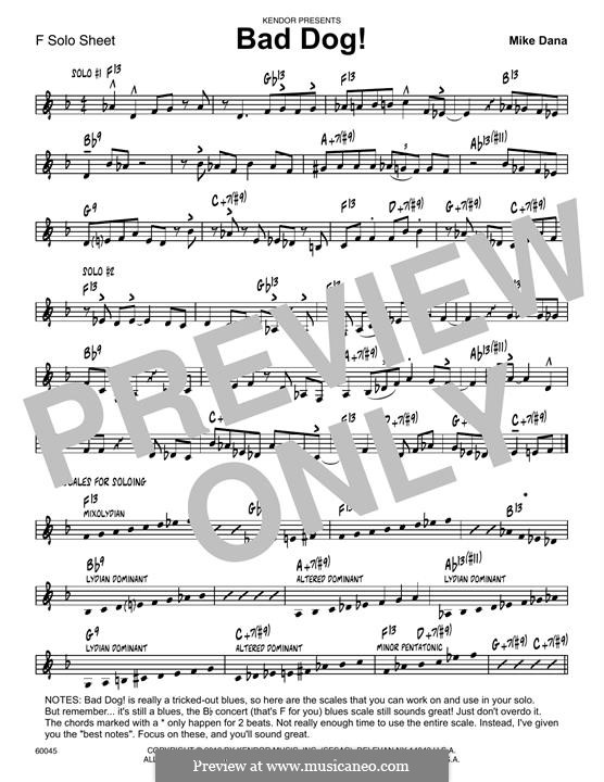 Bad Dog!: Solo Sheet for F Instruments part by Mike Dana