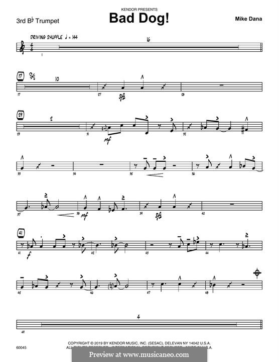 Bad Dog!: 3rd Bb Trumpet part by Mike Dana