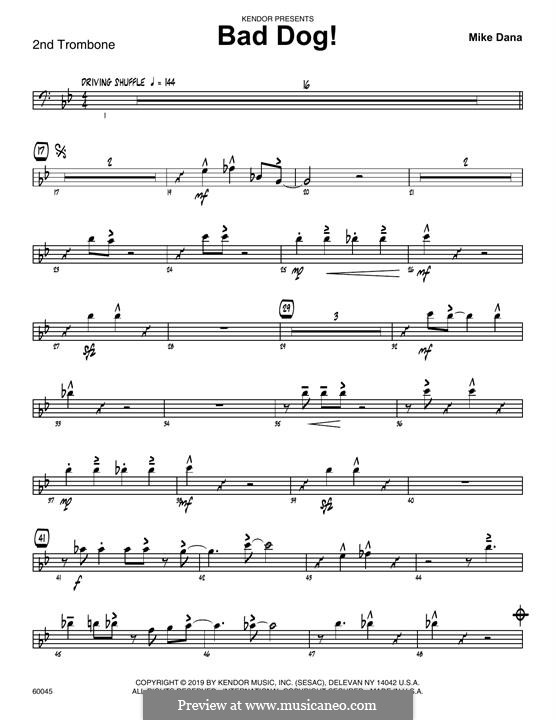 Bad Dog!: 2nd Trombone part by Mike Dana