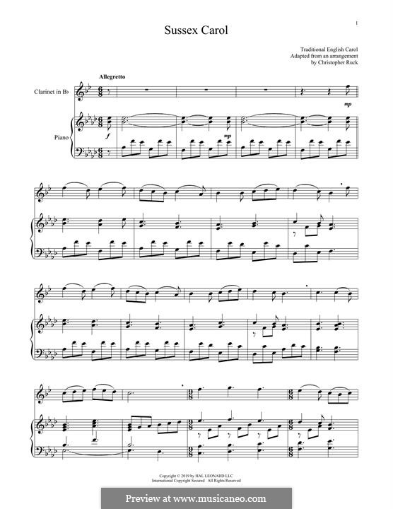 Sussex Carol: Für Klarinette und Klavier by folklore