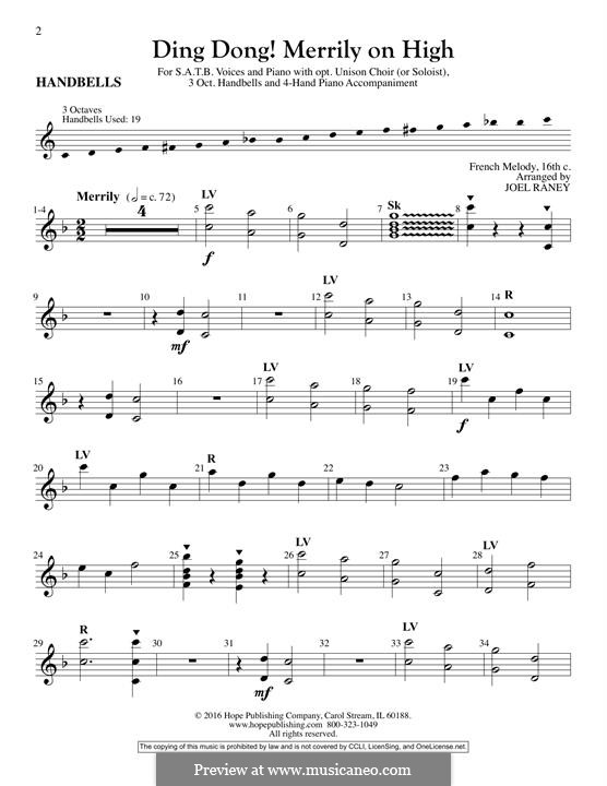 Ding Dong! Merrily on High (Printable Scores): Handbells part by folklore