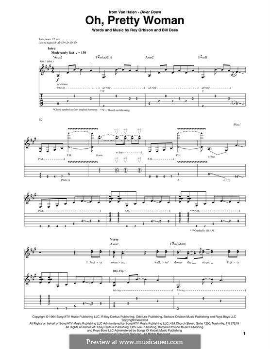 Oh, Pretty Woman: Für Gitarre mit Tabulatur by Bill Dees, Roy Orbison