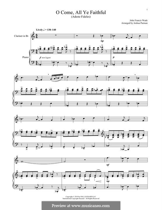 Instrumental version (Printable scores): Für Klarinette und Klavier by John Francis Wade