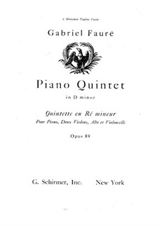 Klavierquintett Nr.1 in d-Moll, Op.89: Vollpartitur, Stimmen by Gabriel Fauré