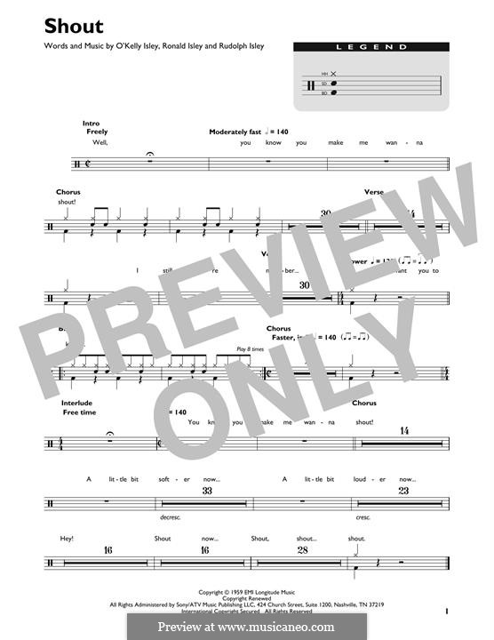 Shout (The Isley Brothers): Drum set by O'Kelly Isley, Ronald Isley, Rudolph Isley