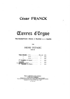 Drei Stücke für Gosse Orgel: Cantabile, für zwei Klaviere, vierhändig by César Franck