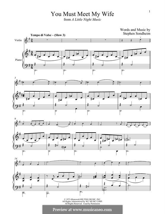 You Must Meet My Wife (from A Little Night Music): Für Violine und Klavier by Stephen Sondheim