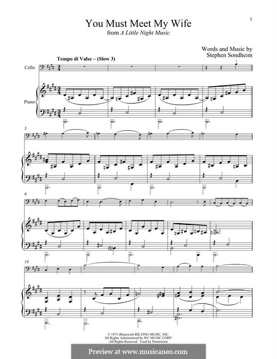 You Must Meet My Wife (from A Little Night Music): Für Cello und Klavier by Stephen Sondheim