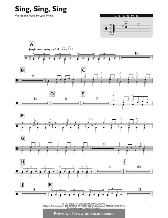 Sing, Sing, Sing (Benny Goodman): Drum set by Louis Prima