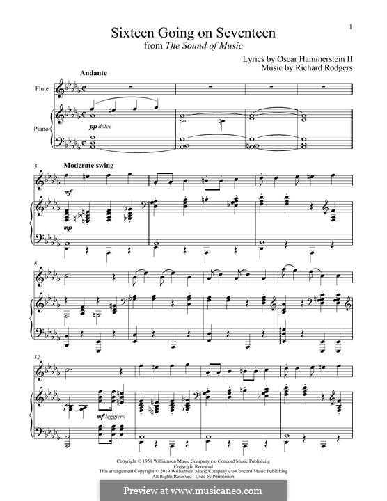 Sixteen Going on Seventeen (from The Sound of Music): Für Flöte und Piano by Richard Rodgers