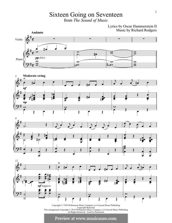 Sixteen Going on Seventeen (from The Sound of Music): Für Violine und Klavier by Richard Rodgers