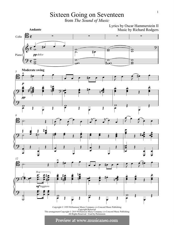 Sixteen Going on Seventeen (from The Sound of Music): Für Cello und Klavier by Richard Rodgers