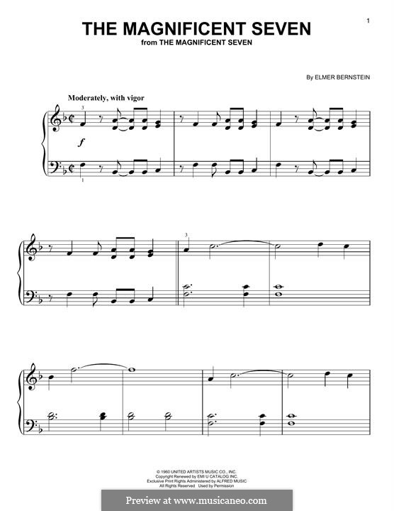 The Magnificent Seven: Für Klavier by Elmer Bernstein
