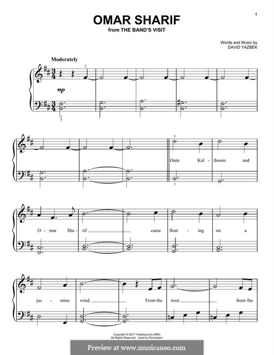 Omar Sharif (from The Band's Visit): Für Klavier by David Yazbek