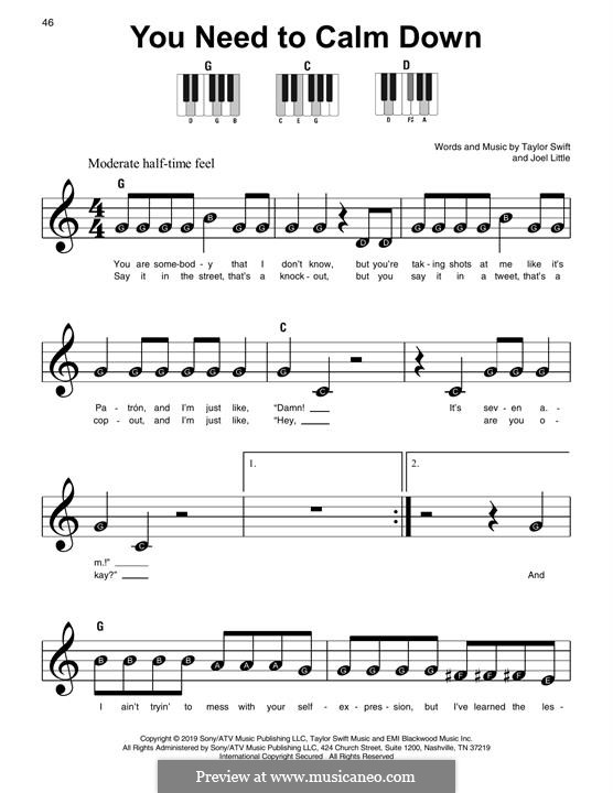 You Need To Calm Down (Taylor Swift): Für Klavier by Taylor Swift, Joel Little