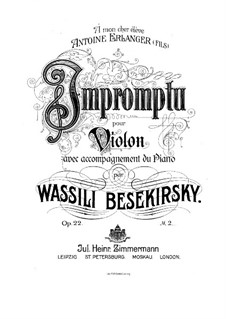 Impromptu für Violine und Klavier, Op.22: Partitur by Wassili Besekirski