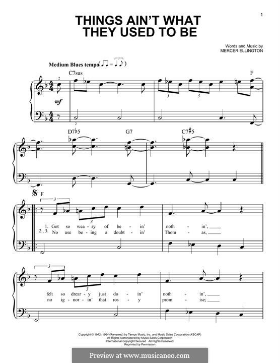 Things Ain't What They Used To Be von M. Ellington - Noten auf