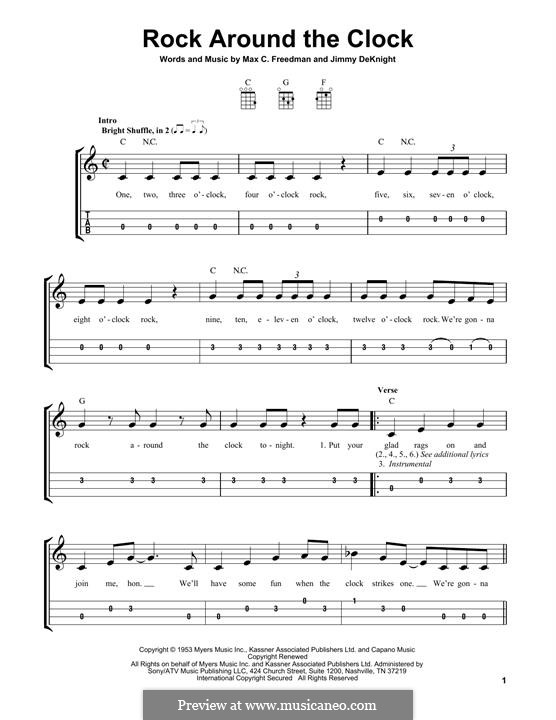 Rock Around the Clock (Bill Haley and His Comets): Für Ukulele by Jimmy DeKnight, Max C. Freedman