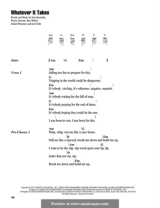 Whatever It Takes (Imagine Dragons): Für Ukulele by Benjamin McKee, Daniel Reynolds, Joel Little, Daniel Platzman, Wayne Sermon