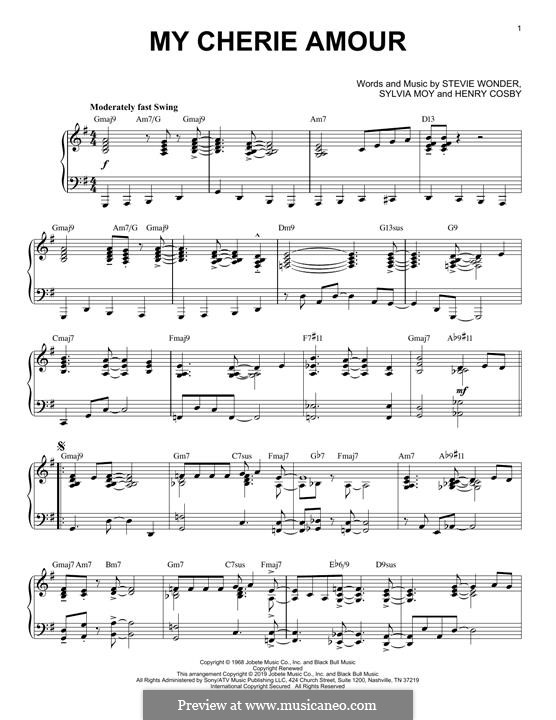 My Cherie Amour (Stevie Wonder): Für Klavier (jazz version) by Henry Cosby, Sylvia Moy