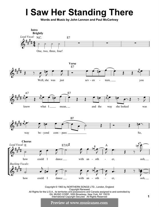 I Saw Her Standing There (The Beatles): Melodische Linie by John Lennon, Paul McCartney