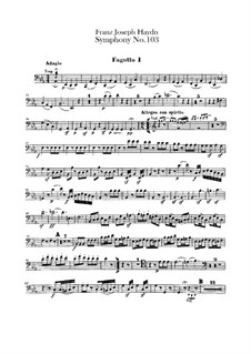 Sinfonie Nr.103 in Es-Dur 'Paukenwirbel', Hob.I/103: Fagottstimmen I-II by Joseph Haydn