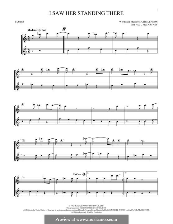 I Saw Her Standing There (The Beatles): Für zwei Flöten by John Lennon, Paul McCartney