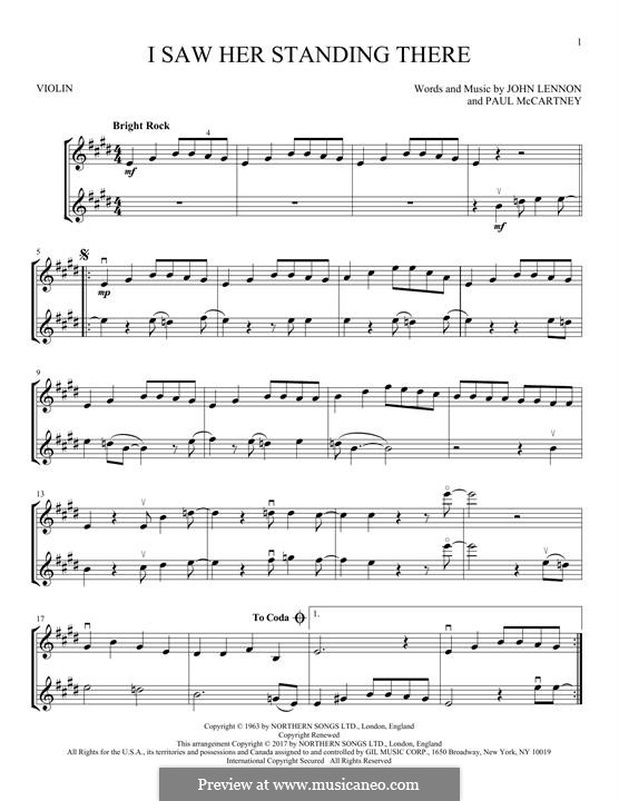 I Saw Her Standing There (The Beatles): Für zwei Violinen by John Lennon, Paul McCartney
