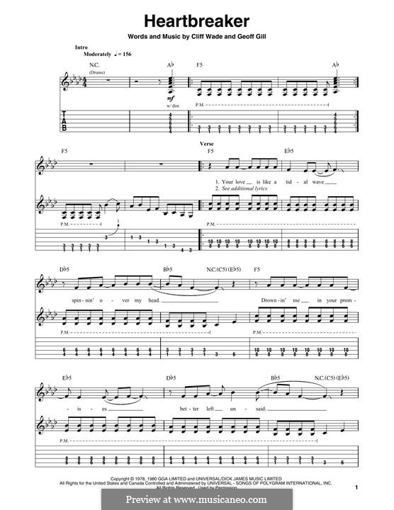 Heartbreaker (Pat Benatar): Für Gitarre by Cliff Wade, Geoff Gill
