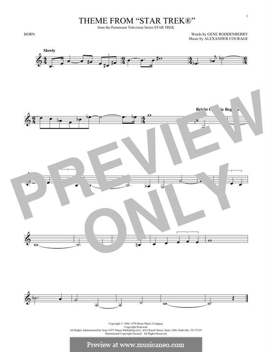 Star Trek. Theme: For horn by Alexander Courage