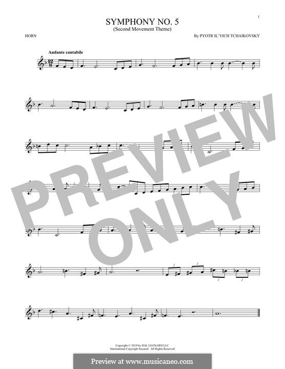 Teil II: Arrangement for horn (theme) by Pjotr Tschaikowski