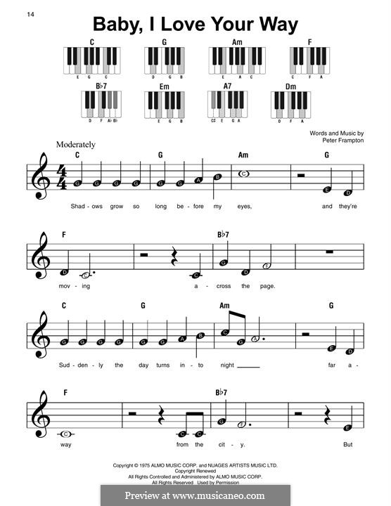 Baby, I Love Your Way: Für Klavier by Peter Frampton