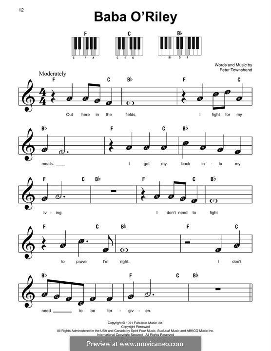 Baba O'Reilly (from Summer of Sam): Für Klavier by Peter Townshend